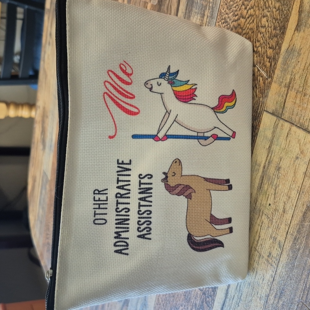 Unicorn Themed Makeup Bag, Pencil Pouch, Carry All Container Fabric Bag Like New